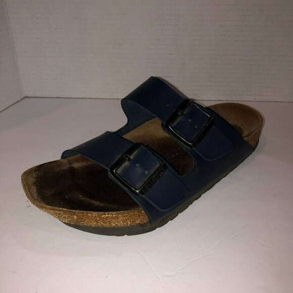 Birkenstock EU 40 Womens 9 Mens 7 Blue Double Straps Arizona Sandals Well Worn - Picture 9 of 11